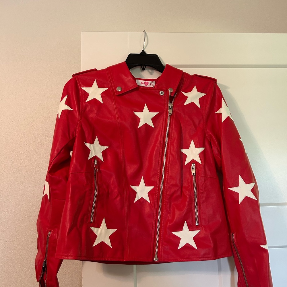 Buddy Love Red Leather Jacket with White Stars
